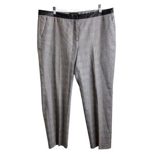 Talbots Women’s Gray Plaid Stretchy Leather Waistband Dress Pants Size 14 Career